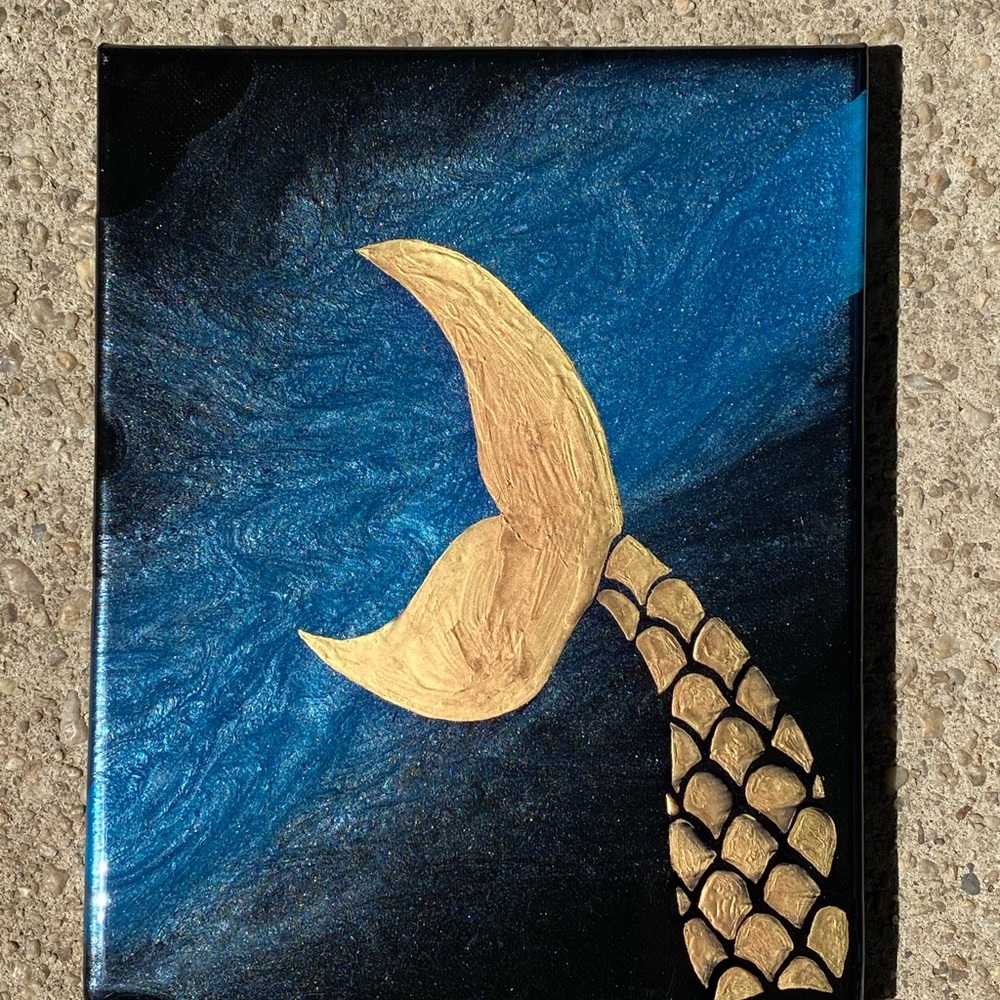 Original Resin Art On Canvas Painting  🧜‍♀️💫 - Picture 4 of 8